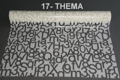 THEMA - bezbarwne litery i cyfry, tło białe